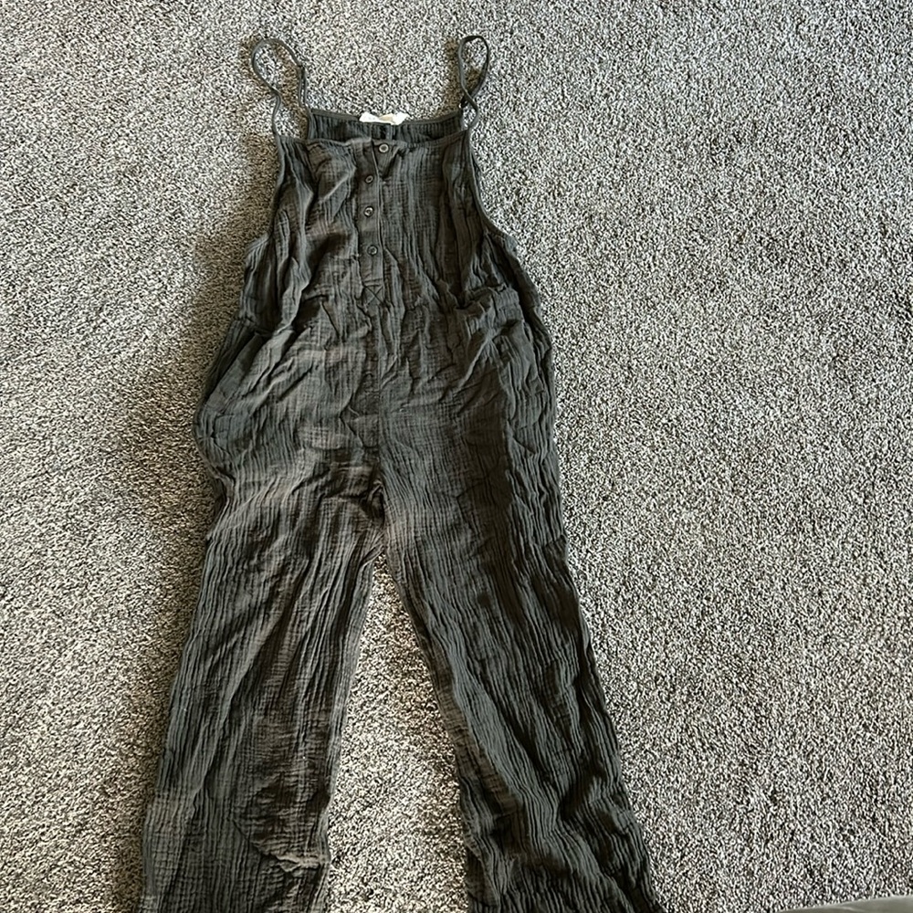 Green button up jumpsuit